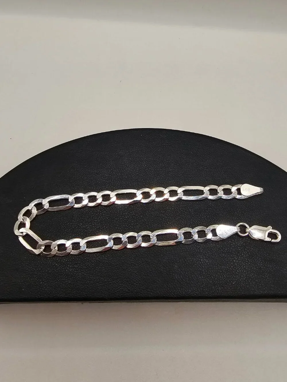 Sterling Silver 925 High Polished Figaro Bracelet 5.6mm 8 inches